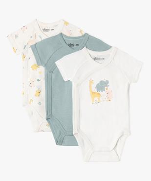 Bodies à manches courtes à motifs animaux de la jungle bébé (lot de 3) vue1 - GEMO 4G BEBE - GEMO