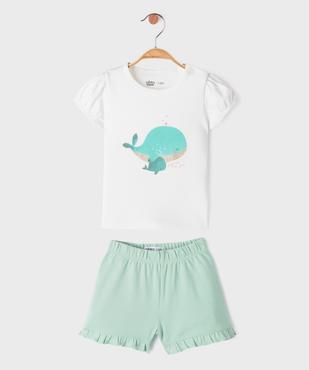 Ensemble 2 pièces avec motif baleines bébé fille tee-shirt et short vue1 - GEMO 4G BEBE - GEMO