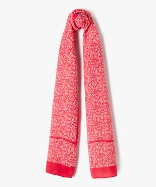 Foulard en voile fleuri à fines rayures brillantes femme vue1 - GEMO 4G FEMME - GEMO