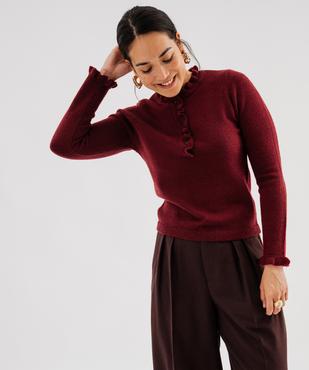Pull droit à col victorien et finition roulottée femme vue1 - GEMO(FEMME PAP) - GEMO