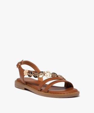 Sandales femme à talon plat avec bijoux métallisés vue2 - GEMO (CASUAL) - GEMO