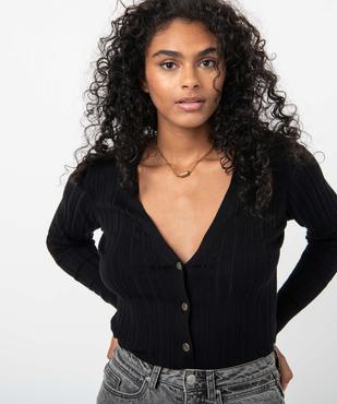 Gilet femme en maille côtelée avec boutons métalliques vue5 - GEMO(FEMME PAP) - GEMO