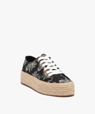 Baskets femme en toile imprimée et semelle cordelette vue3 - GEMO 4G FEMME - GEMO