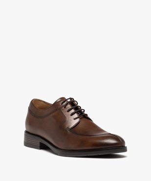 Derbies homme dessus en cuir uni à lacets cirés - Taneo vue2 - TANEO - GEMO
