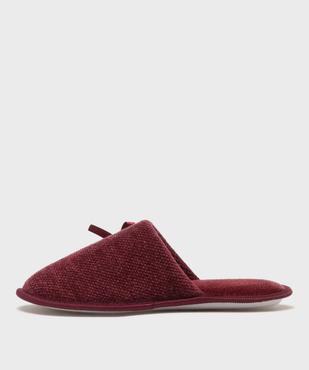 Chaussons mules en velours texturé avec petit noeud femme vue3 - GEMO(HOMWR FEM) - GEMO