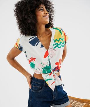 Blouse sans manches loose imprimée à nouer femme vue1 - GEMO(FEMME PAP) - GEMO