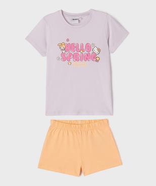 Pyjashort bicolore avec motifs sur le buste fille - Hello Kitty vue1 - HELLO KITTY - GEMO