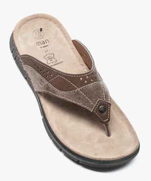 Claquettes cuir à semelle épaisse vue5 - GEMO (HOMME) - GEMO