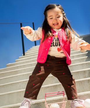 Pantalon en coton avec coeurs brodés et taille ajustable bébé fille vue5 - GEMO(BEBE DEBT) - GEMO