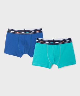 Boxers en coton stretch unis avec ceinture fantaisie garçon (lot de 2) vue1 - GEMO 4G GARCON - GEMO