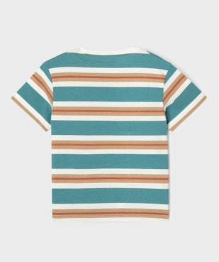 Tee-shirt manches courtes à rayures multicolores garçon vue3 - GEMO 4G GARCON - GEMO