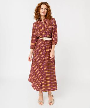 Robe longue imprimée forme chemise femme  vue1 - GEMO 4G FEMME - GEMO