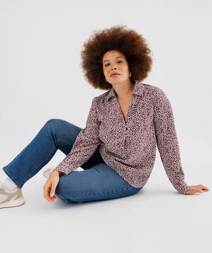 Chemise manches longues imprimée en maille gaufrée femme grande taille vue4 - GEMO (G TAILLE) - GEMO