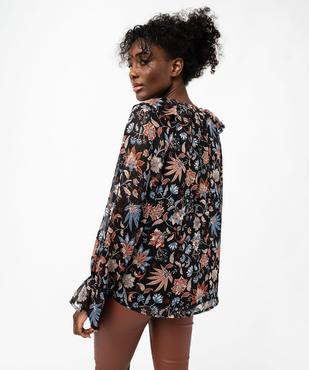 Blouse en voile fleuri à grand col V volanté femme vue3 - GEMO(FEMME PAP) - GEMO