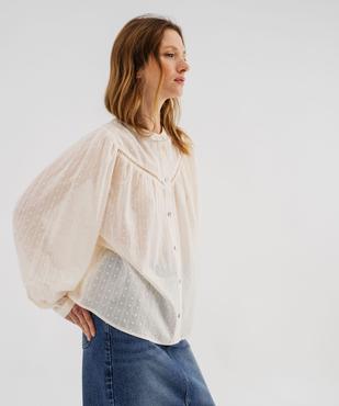 Blouse fluide à motifs plumetis et fronces femme vue4 - GEMO 4G FEMME - GEMO