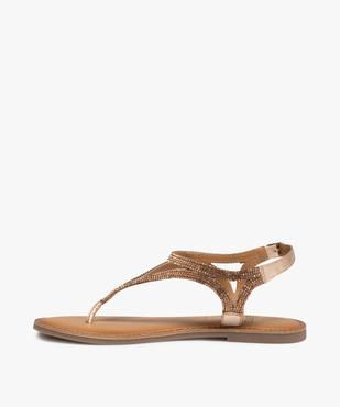 Sandales femme à talon plat et entre-doigts à strass vue3 - GEMO (CASUAL) - GEMO