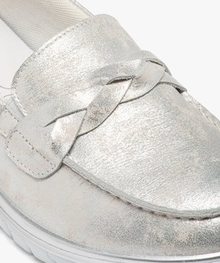 Mocassins femme en cuir uni métallisé à semelle crantée vue6 - GEMO (CONFORT) - GEMO