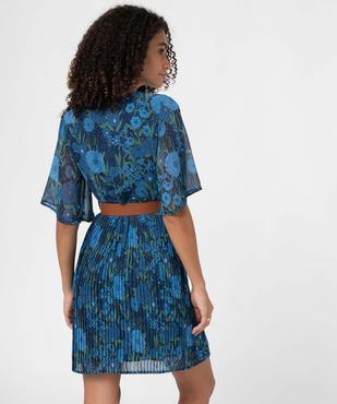 Robe femme imprimée à manches courtes et ceinture vue3 - GEMO(FEMME PAP) - GEMO