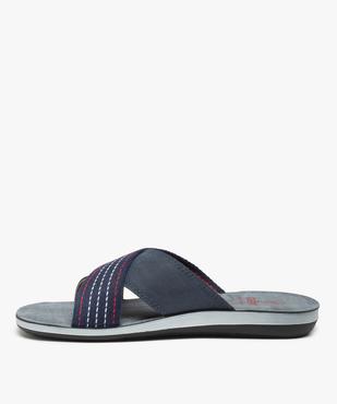 Mules homme à larges brides croisées en toile rayée vue3 - GEMO (PLAGE) - GEMO
