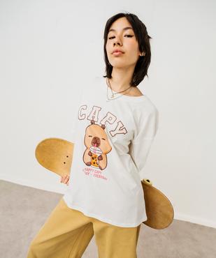 Tee-shirt manches courtes oversize imprimé fille - Capyfun vue6 - CAPYFUN - GEMO