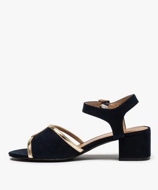 Sandales femme suédées à talon carré et détails métallisés vue3 - GEMO(URBAIN) - GEMO