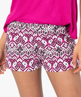 Short de pyjama femme imprimé avec ceinture élastique vue2 - GEMO(HOMWR FEM) - GEMO