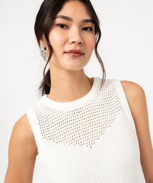 Pull d'été sans manches en maille fantaisie ajourée femme vue2 - GEMO(FEMME PAP) - GEMO