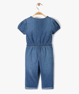 Combinaison en jean bébé fille à manches courtes vue3 - GEMO(BEBE DEBT) - GEMO