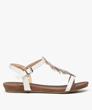 Sandales femme avec feuille en strass et petit talon compensé vue2 - GEMO (CASUAL) - GEMO