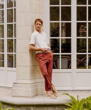 Pantalon à pinces en coton et lin homme vue6 - GEMO (HOMME) - GEMO