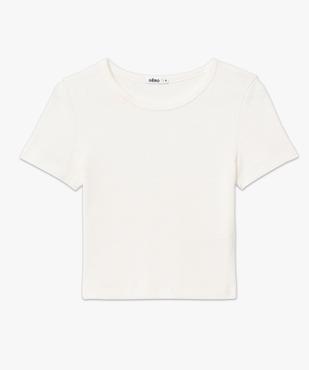 Tee-shirt manches courtes cropped en maille côtelée femme vue4 - GEMO(FEMME PAP) - GEMO