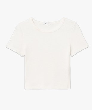 Tee-shirt manches courtes cropped en maille côtelée femme vue4 - GEMO(FEMME PAP) - GEMO