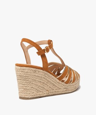 Sandales femme à talon compensé en corde avec brides fantaisie vue4 - GEMO 4G FEMME - GEMO