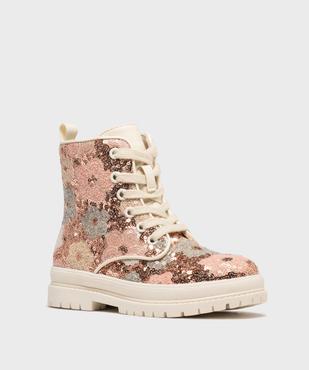 Boots crantées à sequins brillants et zip fille vue2 - LOVELY WINGS - GEMO