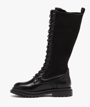 Bottes fille plates unies à lacets et tige chaussette vue3 - GEMO (ENFANT) - GEMO