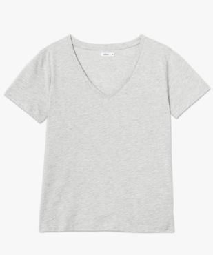 Tee-shirt femme à manches courtes avec col V vue4 - GEMO(FEMME PAP) - GEMO