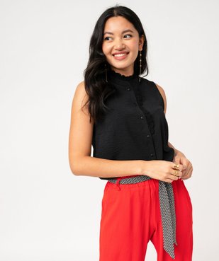 Blouse sans manches froissée à col en broderie anglaise femme vue1 - GEMO(FEMME PAP) - GEMO