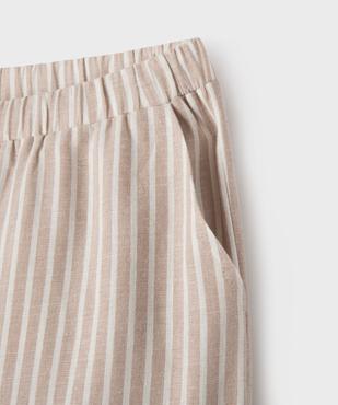 Pantalon large en lin rayé fille vue2 - GEMO 4G FILLE - GEMO