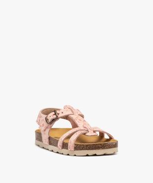 Sandales fille dessus en cuir velours à motifs fleuris et bride à boucle - NA! vue2 - NA! - GEMO