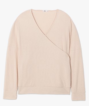 Tee-shirt femme grande taille à manches longues forme cache-cœur  vue4 - GEMO(HOMWR FEM) - GEMO