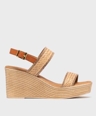 Sandales femme à talon compensé et brides effet tissé avec paillettes vue8 - VALENTINA BALDA - GEMO