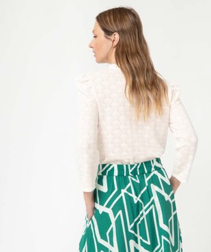 Tee-shirt femme à manches longues en maille texturée vue3 - GEMO(FEMME PAP) - GEMO