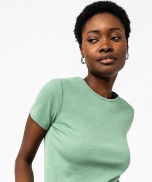 Tee-shirt manches courtes en maille côtelée femme vue2 - GEMO 4G FEMME - GEMO