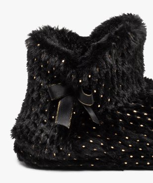 Chaussons femme boots en textile peluche à pois vue6 - GEMO(HOMWR FEM) - GEMO
