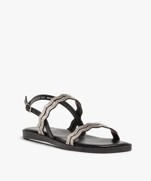 Sandales femme à talon plat et brides strass vue2 - GEMO (CASUAL) - GEMO