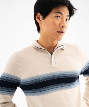 Pull en coton côtelé avec col camionneur homme vue2 - GEMO 4G HOMME - GEMO