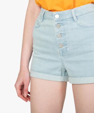 Short en jean femme taille haute avec revers cousus vue2 - GEMO(FEMME PAP) - GEMO