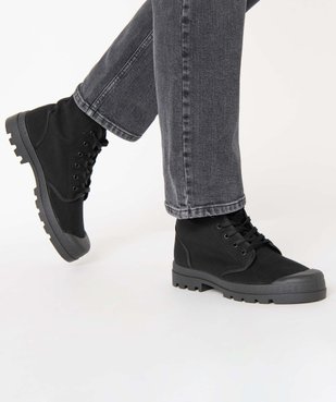 Baskets homme montantes en toile et semelle crantée vue1 - GEMO (CASUAL) - GEMO