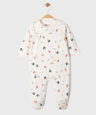 Pyjama en velours avec motif dinosaure bébé vue1 - GEMO 4G BEBE - GEMO