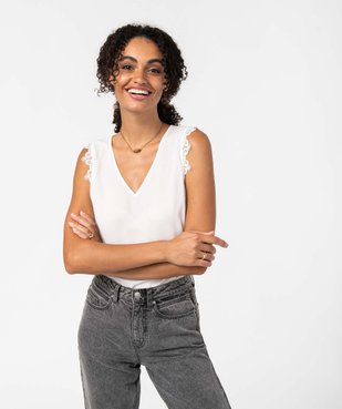 Blouse femme sans manches en crêpe et dentelle vue1 - GEMO(FEMME PAP) - GEMO